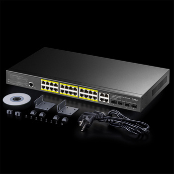 PoE+ Switch Cudy with 4 Gigabit Combo Ports 400W 24-Port Layer 2 Managed Gigabit