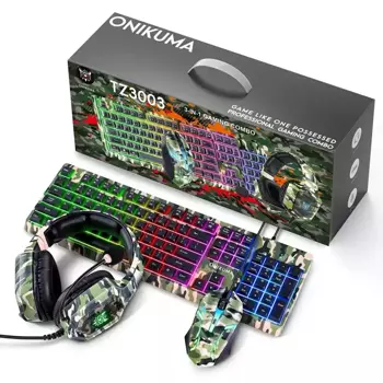 Zestaw Onikuma TZ3003 RGB: Mysz, klawiatura, słuchawki zielone camo