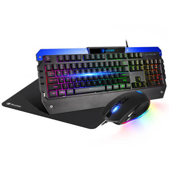 Zestaw gamingowy: klawiatura membranowa RGB, mysz RGB i podkładka (32x25cm) Sades Battle Ram